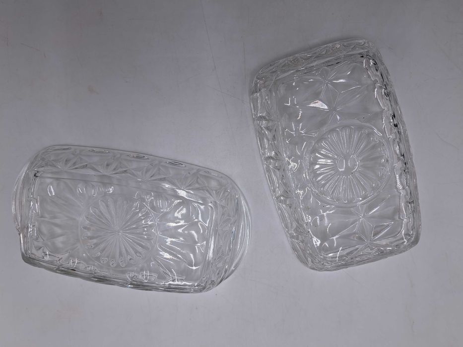 Maselniczka szklana kryształowa przezroczysta grawerowana