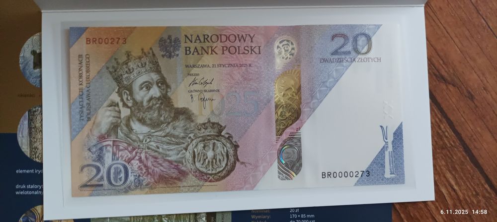 banknot kolekcjonerski  20 zł 1000 lecie koronacji Bolesława Chrobrego