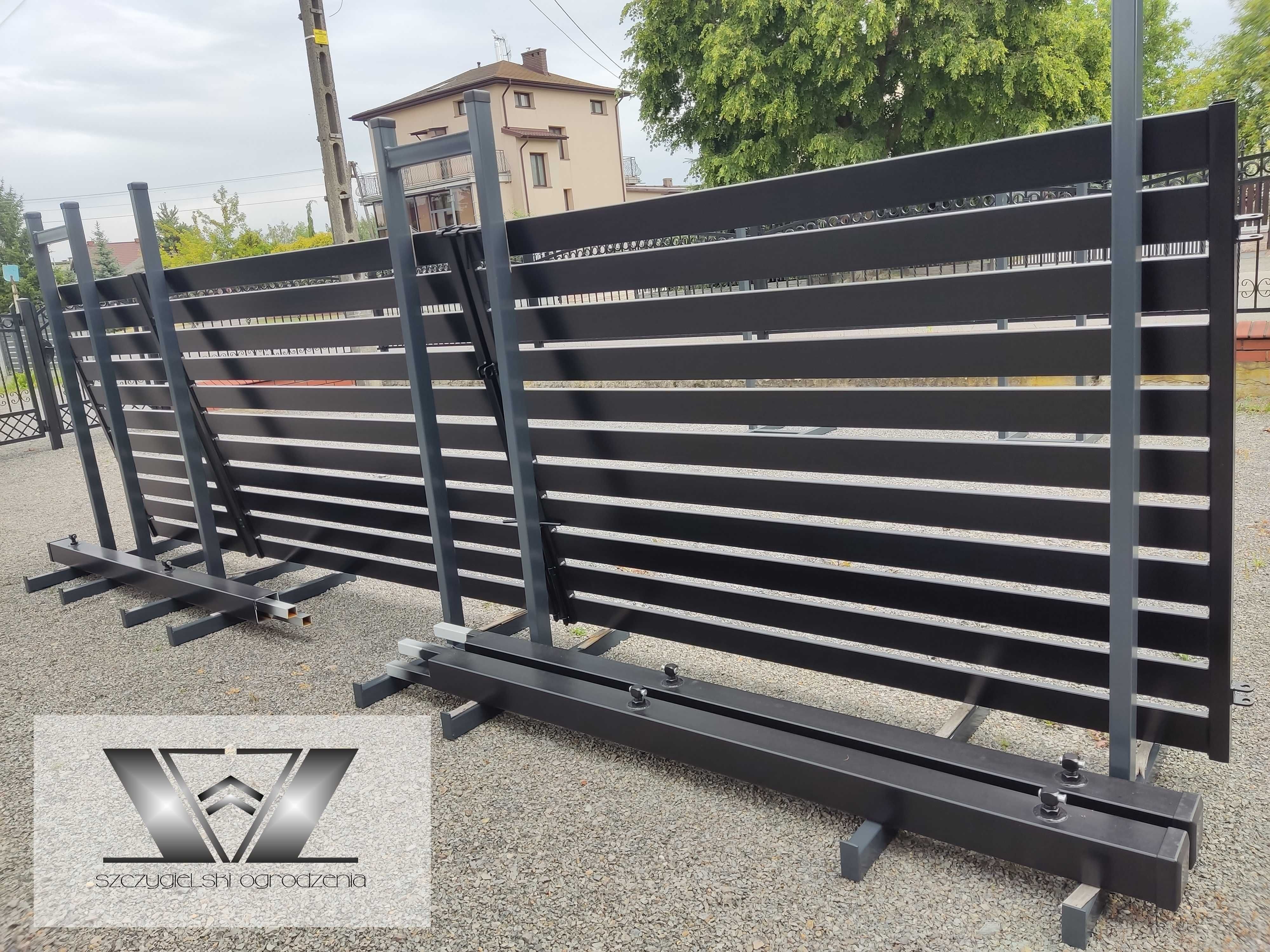 Brama wjazdowa dwuskrzydłowa nowoczesna palisadowa 1,4x4/100x20 CZARNA