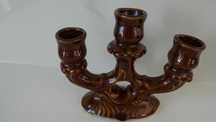 Świecznik ceramiczny potrójny kolor brązowy