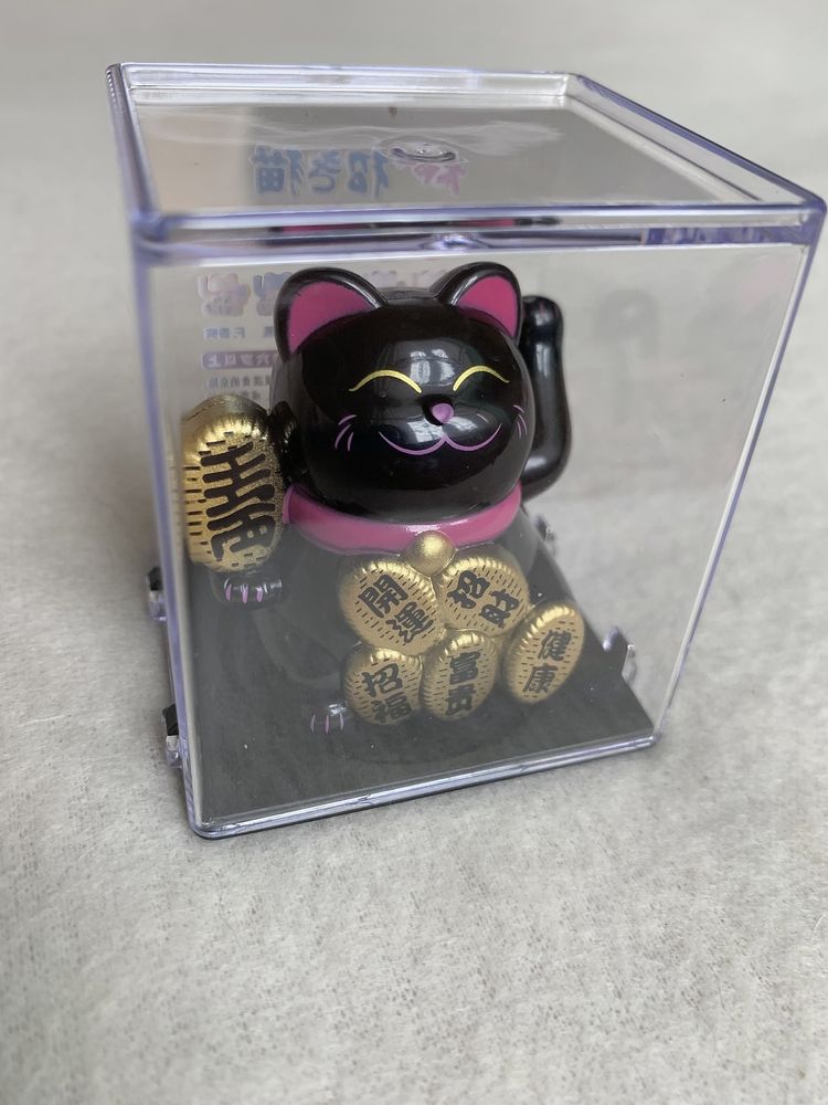 Kot Mini Maneki-Neko/Lucky Cat/machający łapka, Czarny/Black