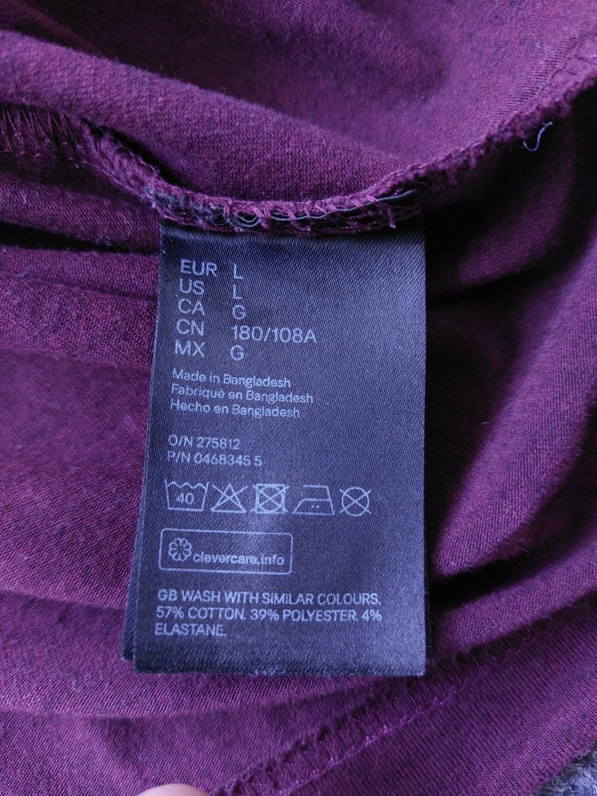 Koszulka polo H&M rozm. L slim fit bordowa casual smart daily use