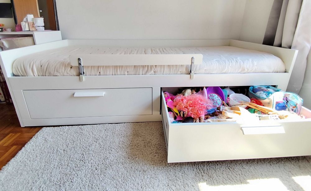 BRIMNES cama individual/dupla com 2 gavetas