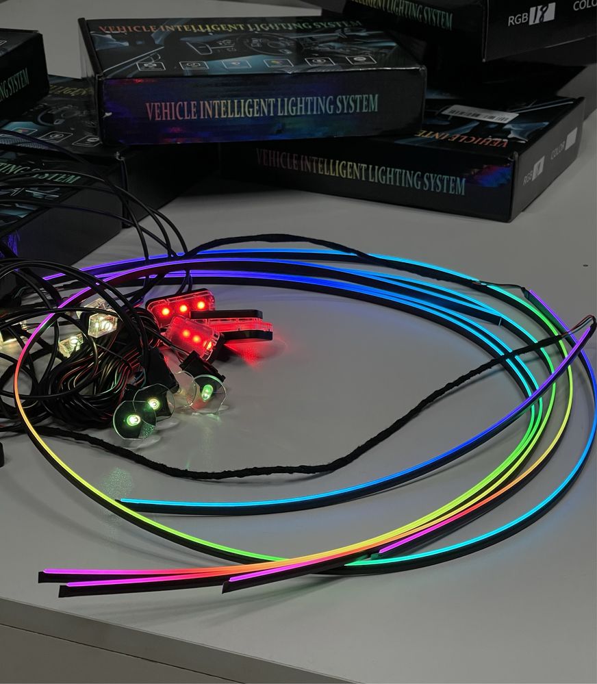 Контурная подсветка салона 18в1 Ambient rgd led ( черные ленты )