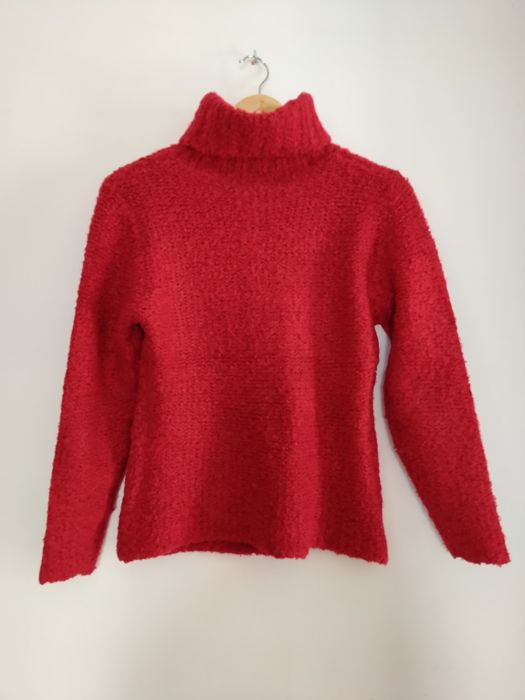Ciepły gruby czerwony sweter golf damski r. 38 vintage retro