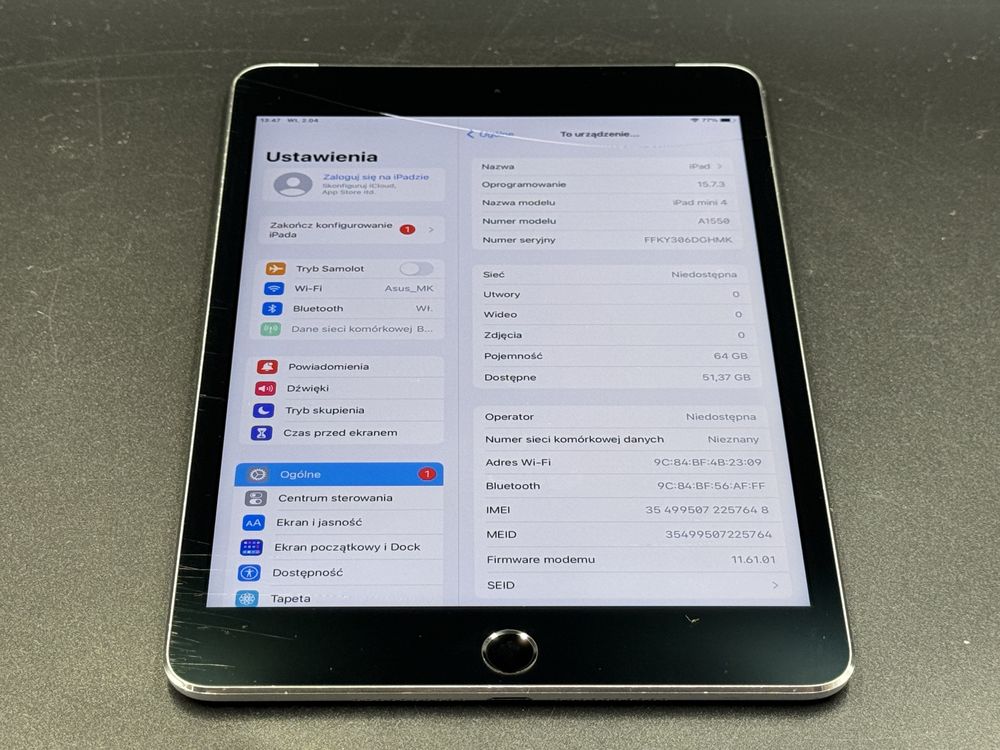 iPad mini 4 64GB (A1550) - Cellular (LTE) - faktura VAT 23%