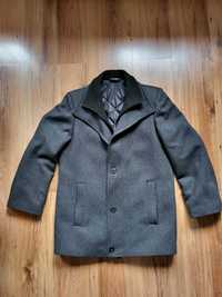Elegancki wełniany płaszcz zimowy ocieplany - rozm 170/48 - 60% wełny