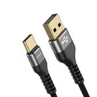 Mocny kabel USB-C - USB-A 1,8m w oplocie 3A - 2 sztuki