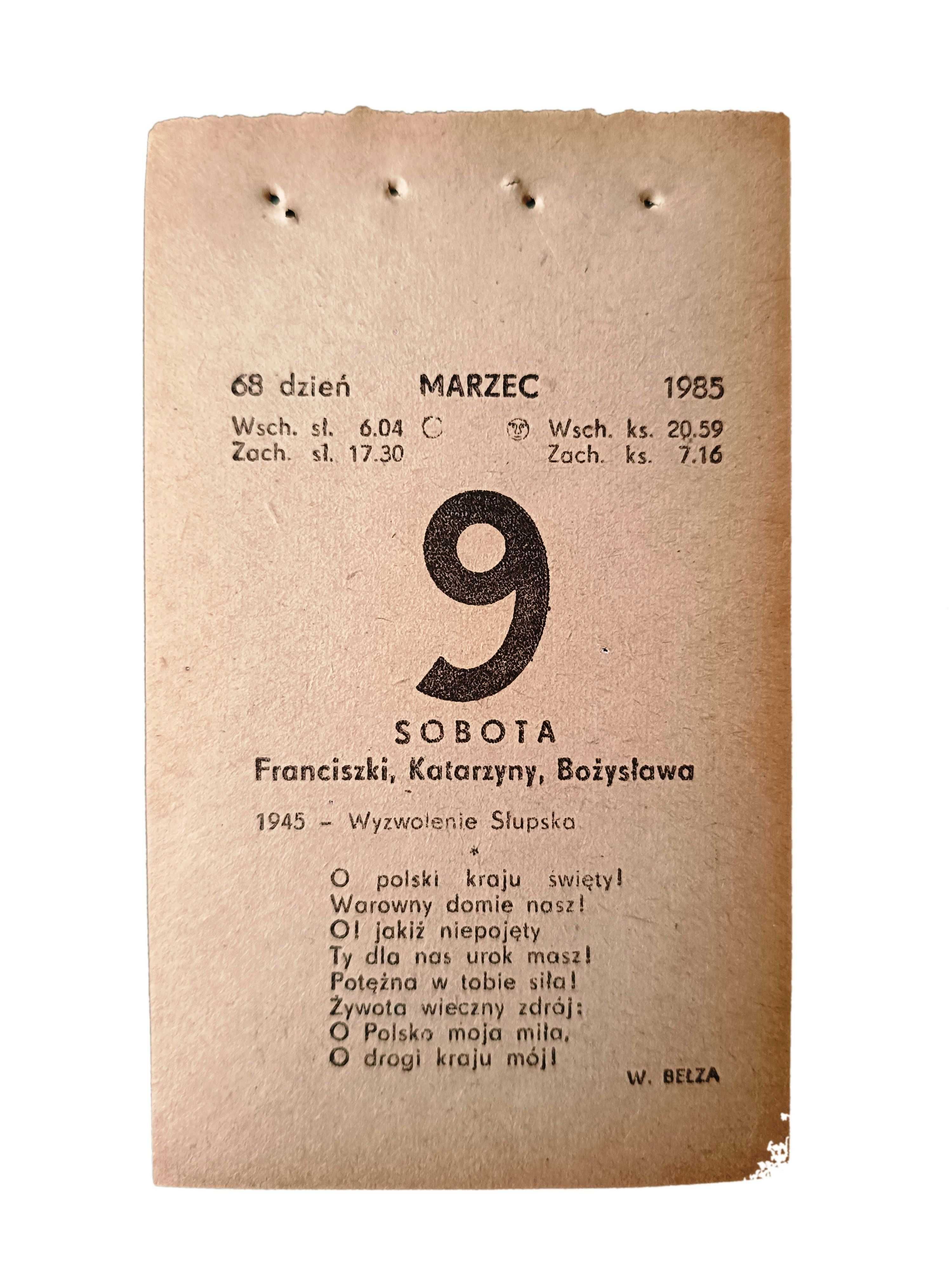 1985 oryginalna kartka z kalendarza zdzierak - 40 urodziny - PREZENT