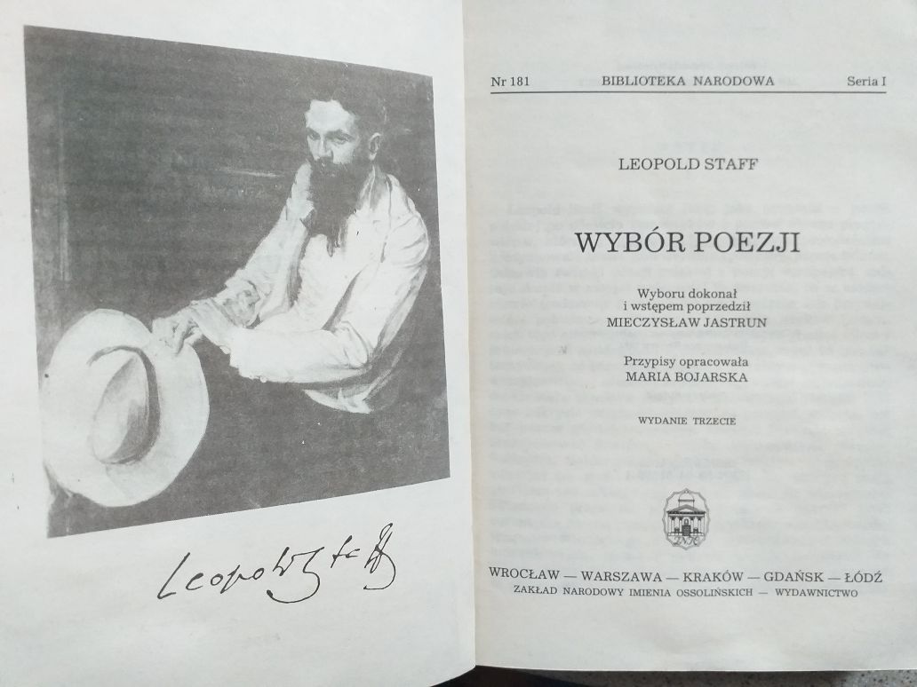 Leopold Staff Wybór poezji Ossolineum 1985