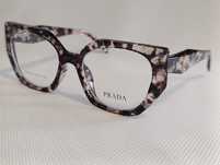 PRADA nowe damskie okulary zerówki oprawki print zlote logo wzór
