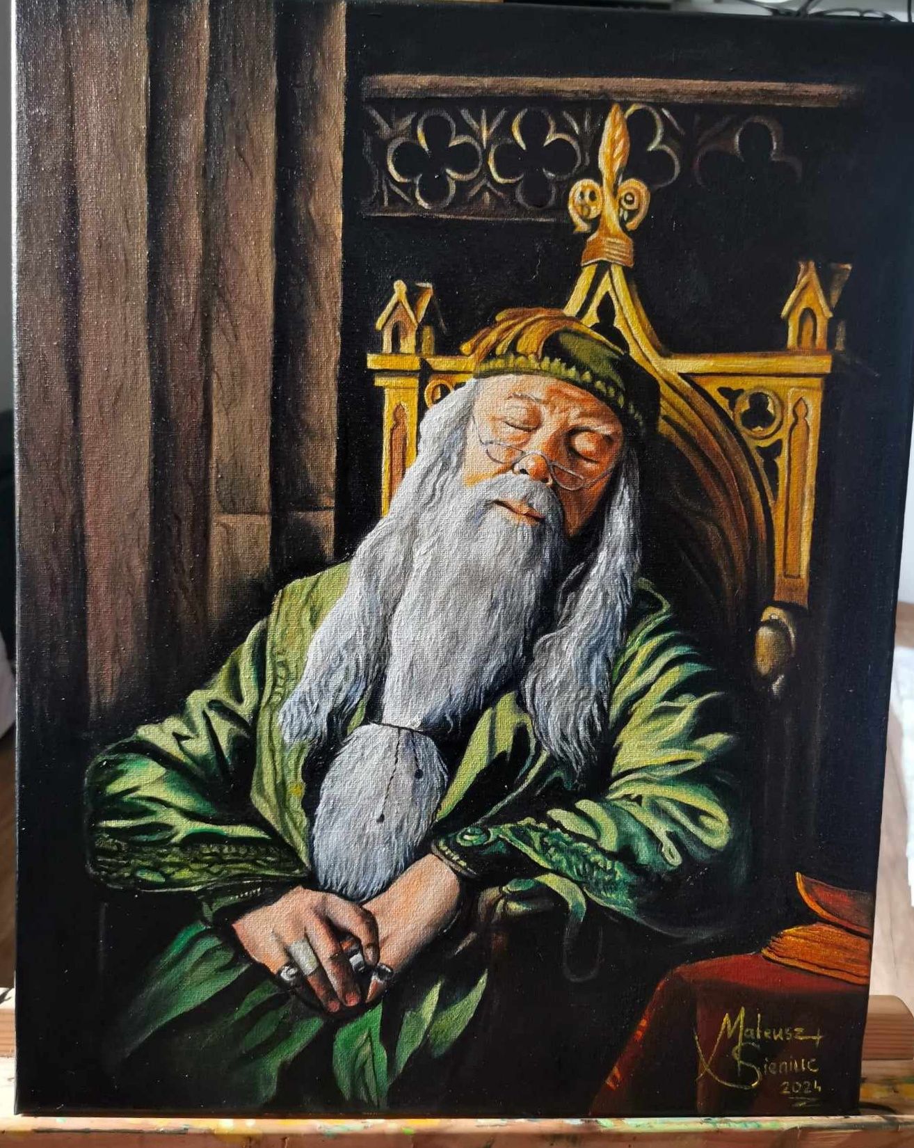 "Dumbledore" olej na płótnie 40x50, 2024 obraz z serii Harry Potter