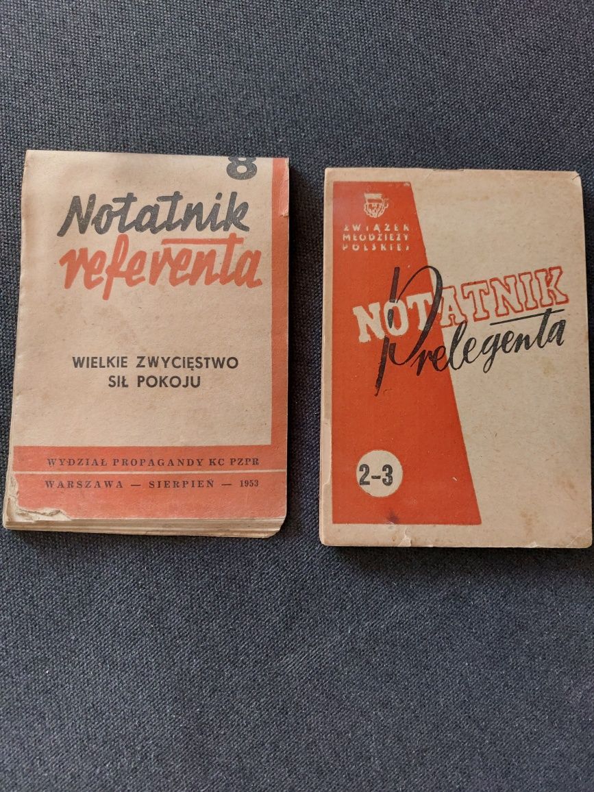 Notatnik referenta i Notatnik prelegenta  rok wydania 1952 i 1953