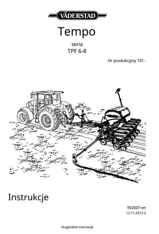 Instrukcja obsługi siewnika vaderstad tempo f6, f8 PL