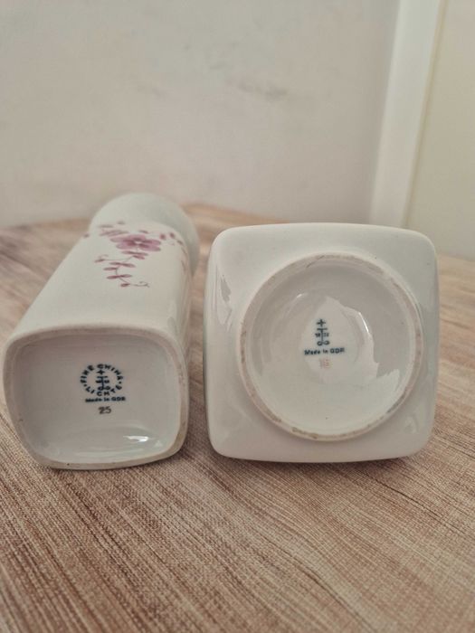 Porcelanowy wazon ze świecznikiem.Fine Lichte China GDR