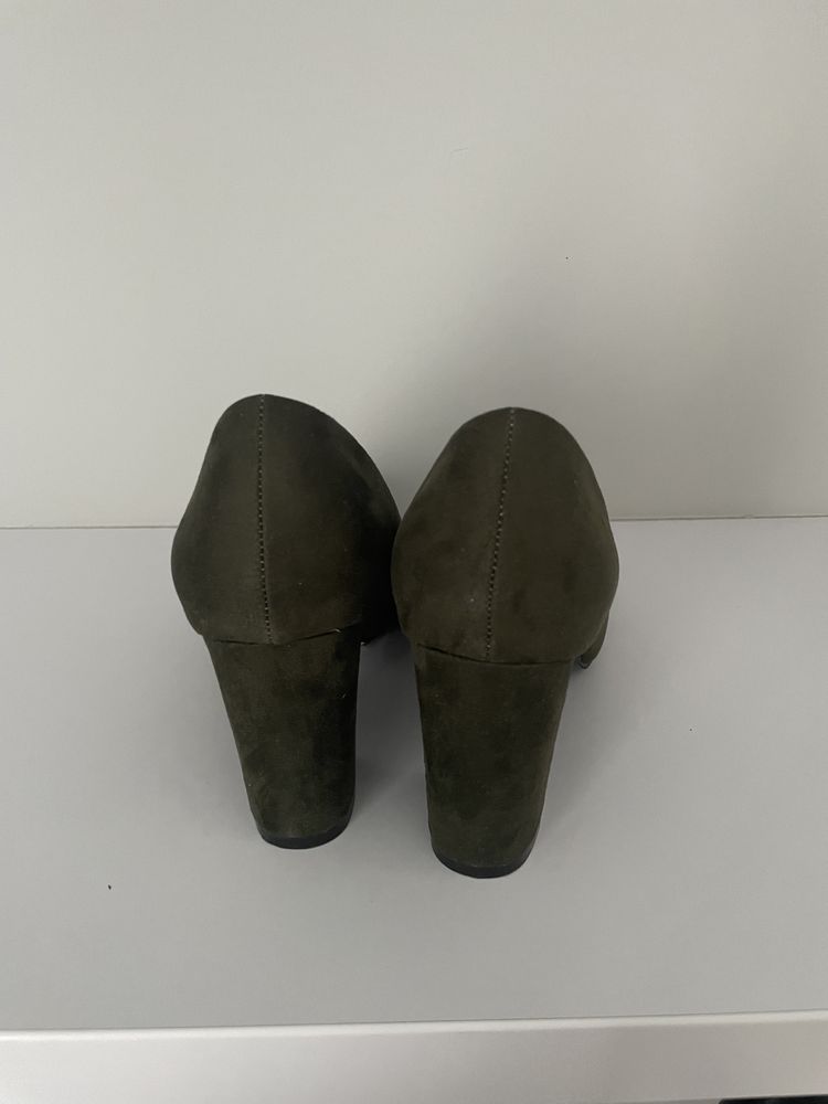 Pantofle damskie szpilki na słupku na obcasie khaki Bestelle 38 23cm