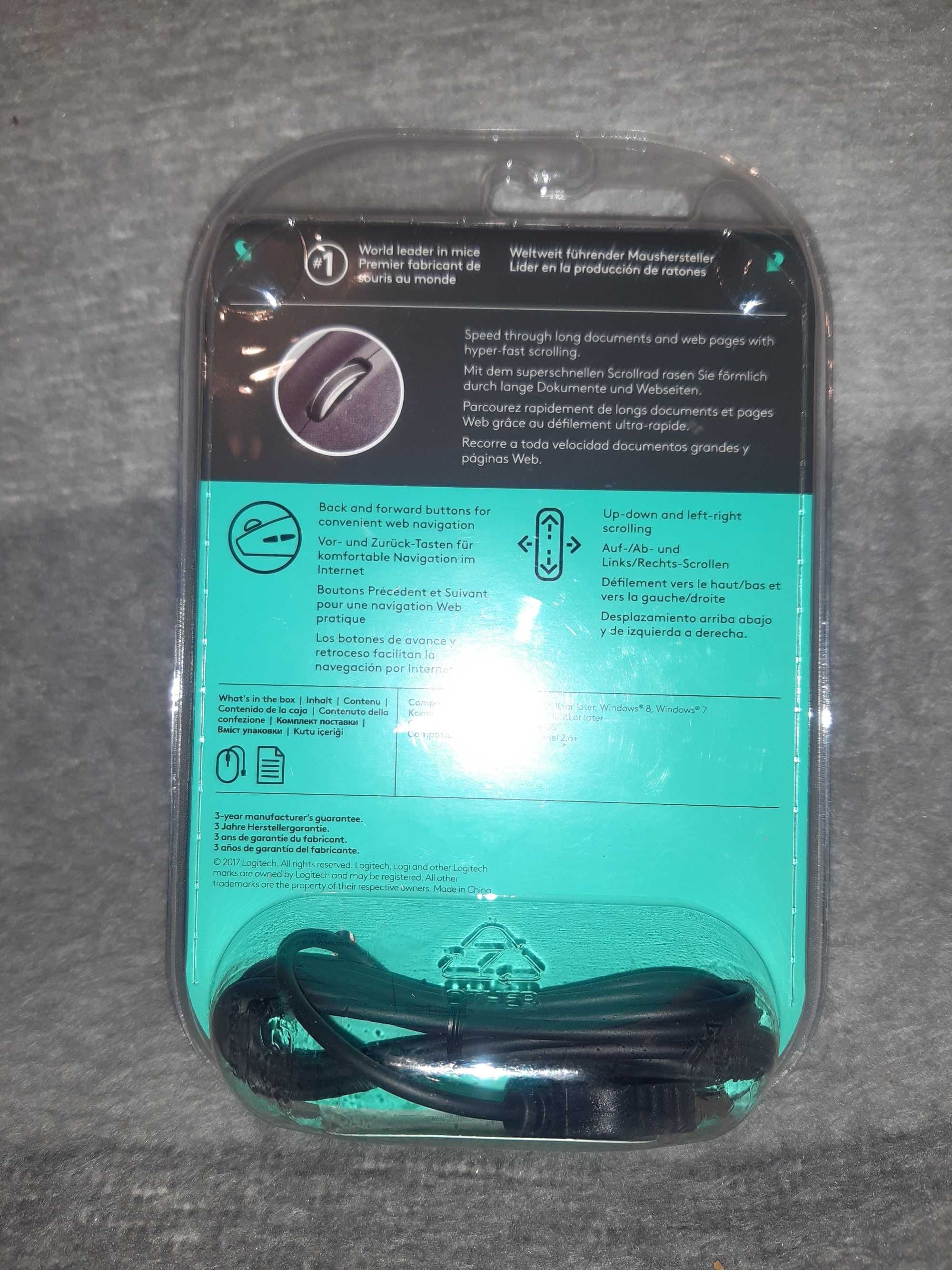 Myszka przewodowa USB Logitech M500 laserowa.