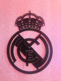 Металевий футбольний герб, логотип Реал Мадрид, Real Madrid