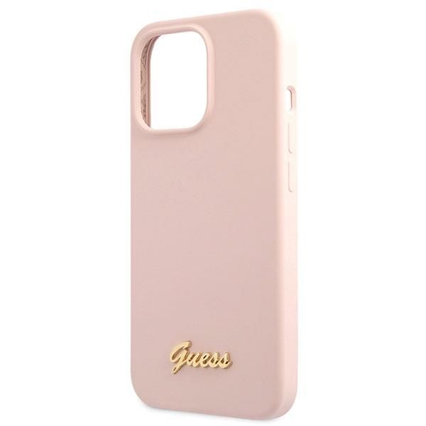 Etui Guess Silicone Script do iPhone 13 Pro Max w kolorze jasnoróżowym