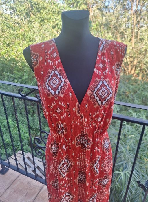 Długa sukienka maxi wycięcie na plecach 100 % wiskoza marka M&S 46