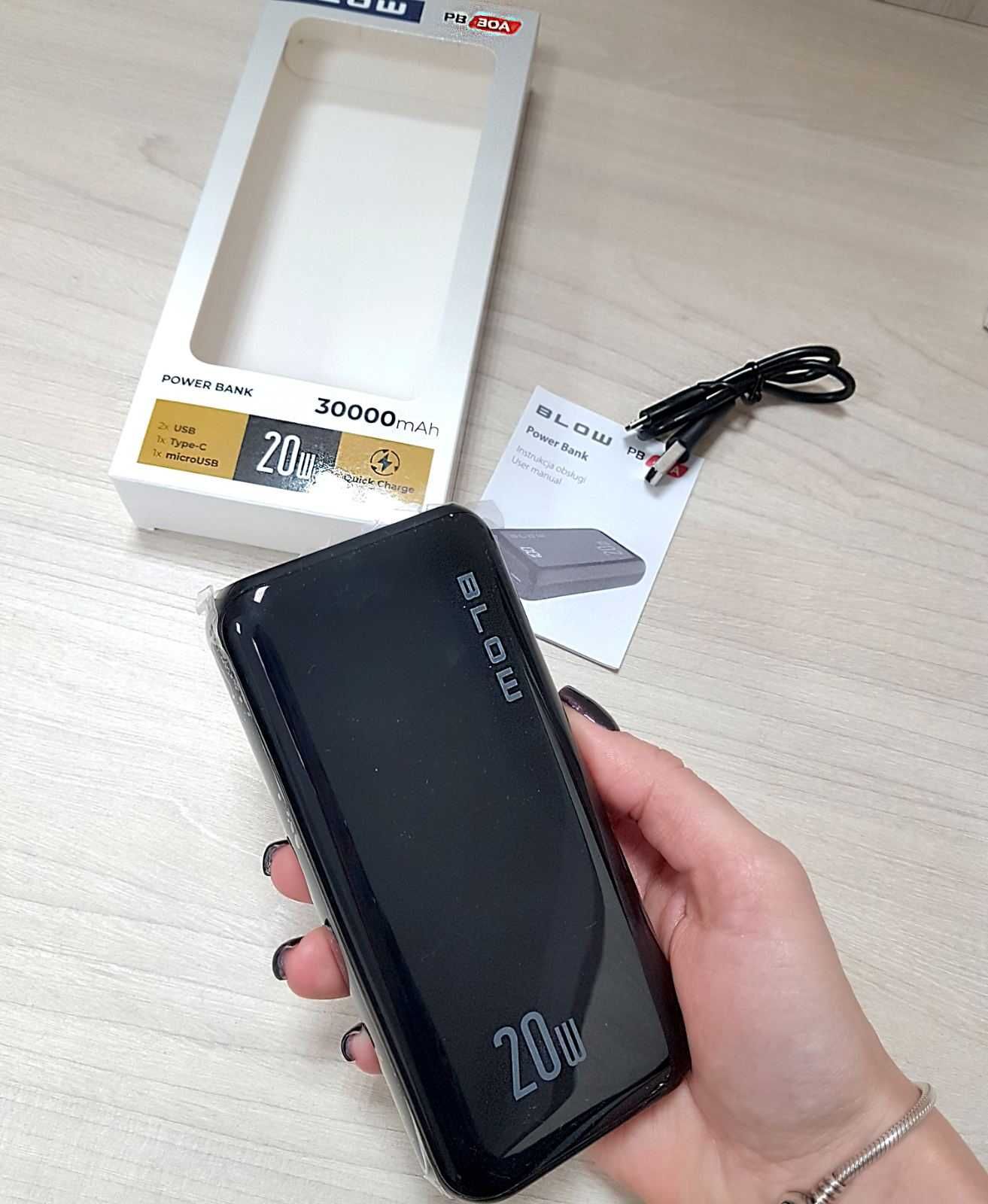 Краща ціна! PowerBank Blow 30000mAh 20W,2xUSB,Type-C, QC 3.0|павербанк