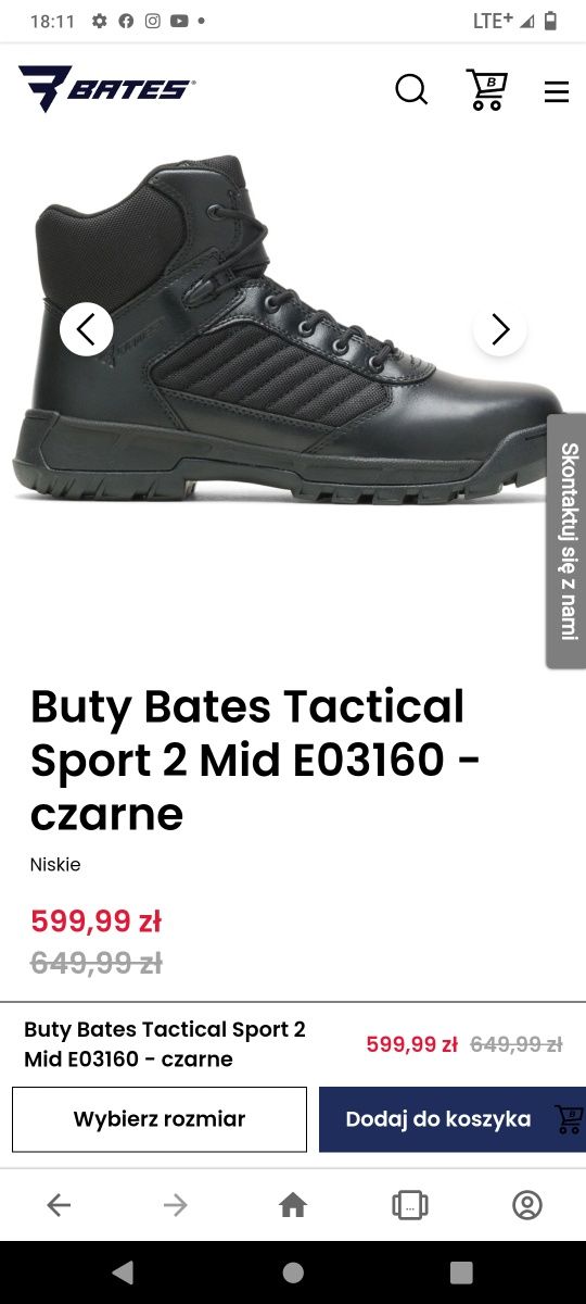 Buty Bates Tactical Sport 2 Mid E03160 - czarne