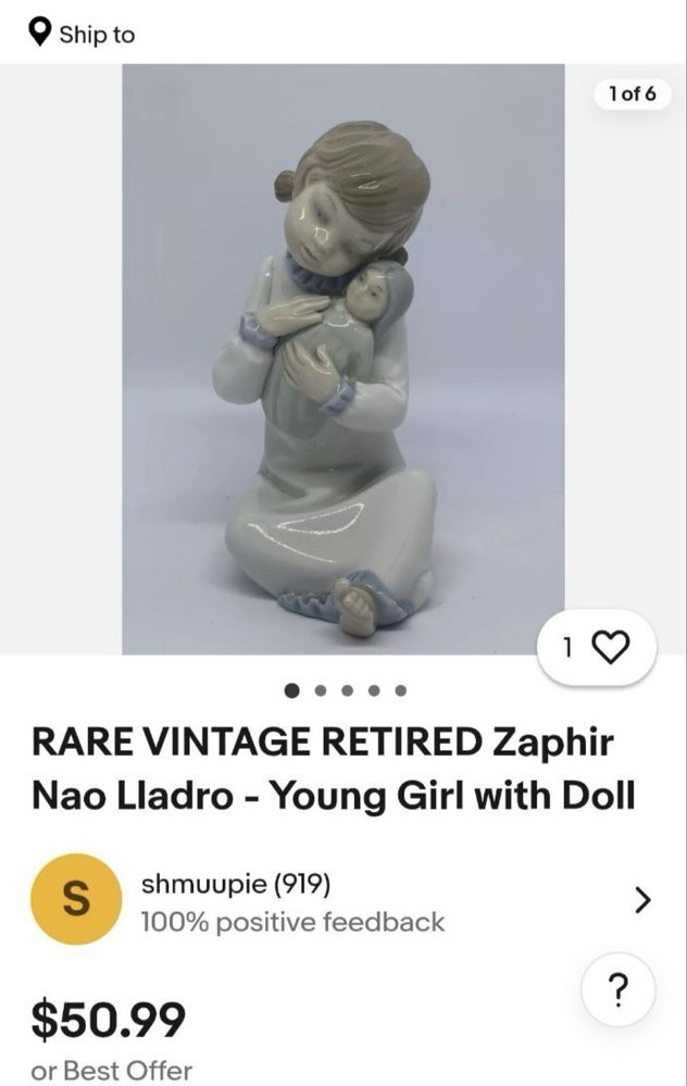 Статуэтка, фарфор, Zaphir lladro, Девочка с куклой Don't Cry Dolly