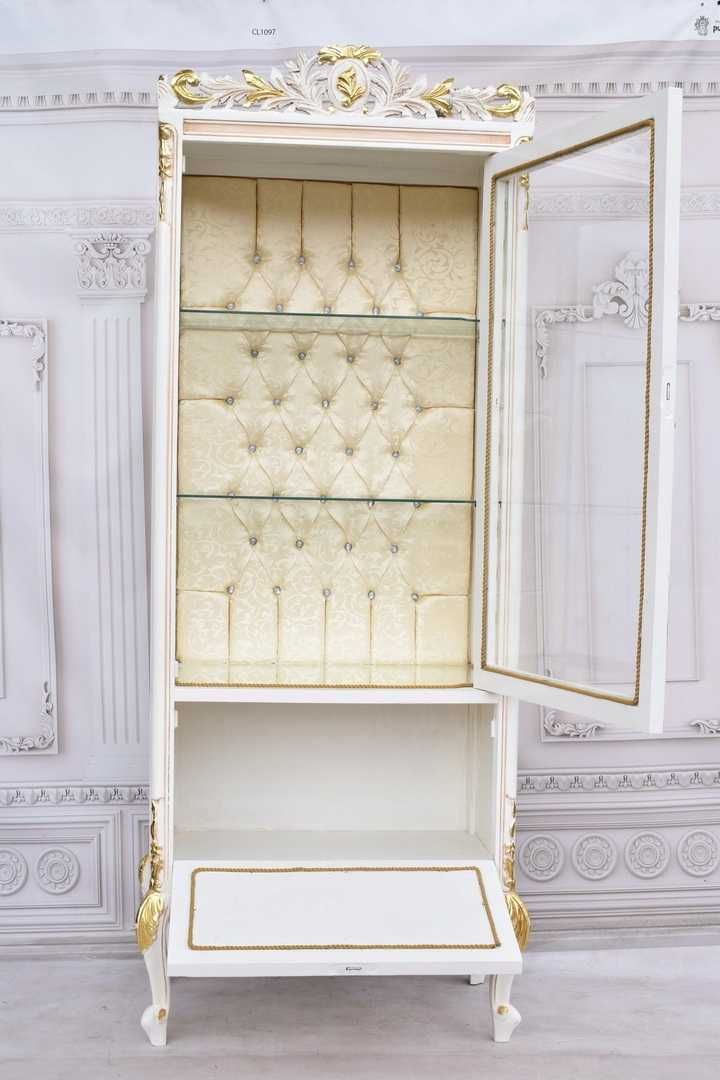 Duża Francuska Witryna – 100% Drewno – Creme – Gablota Serwantka