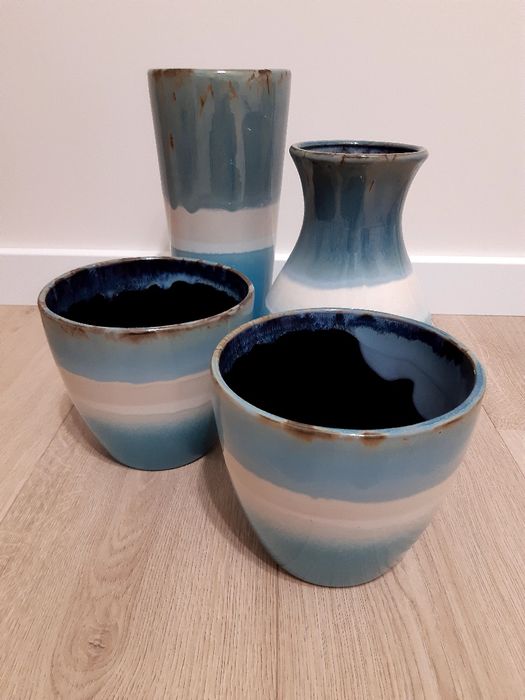 Wazon doniczka osłona turkusowe