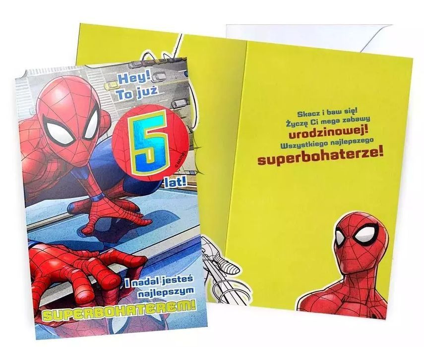 Karnet Urodziny 5 Spider-Man. Kukartka