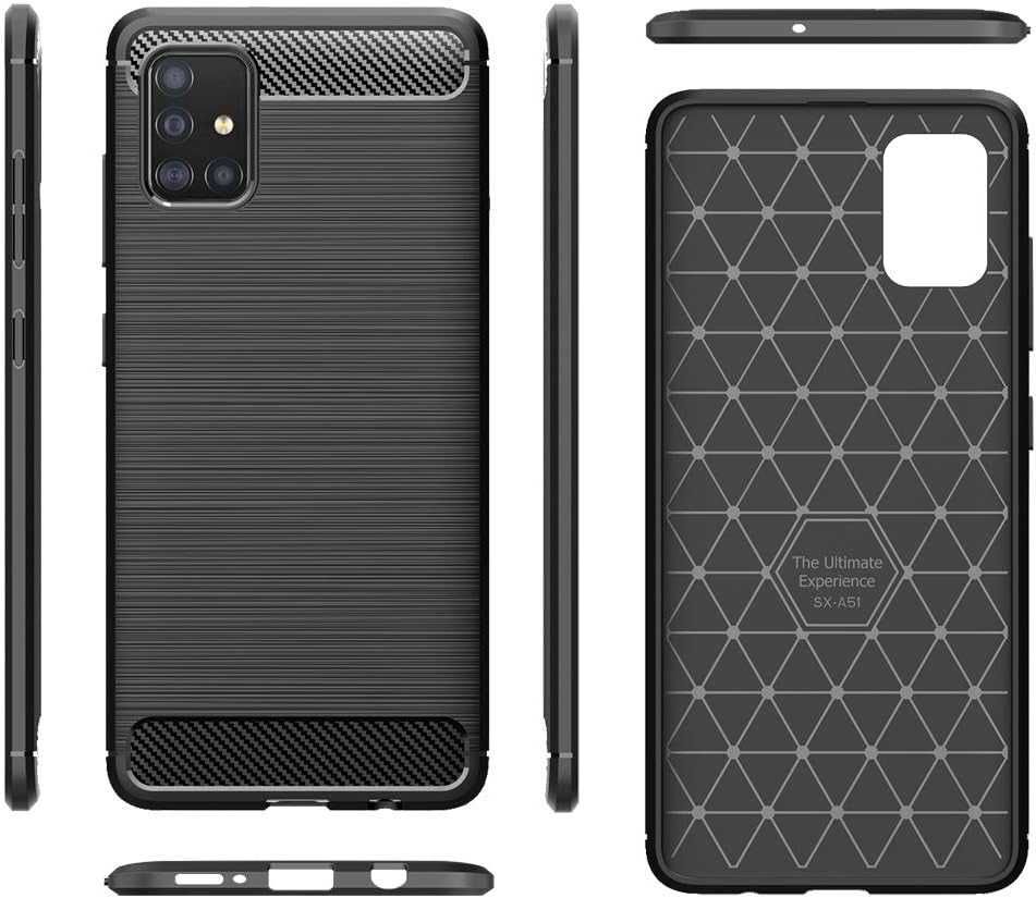 Etui Carbon do Samsung Galaxy A51 + Szkło Hartowane