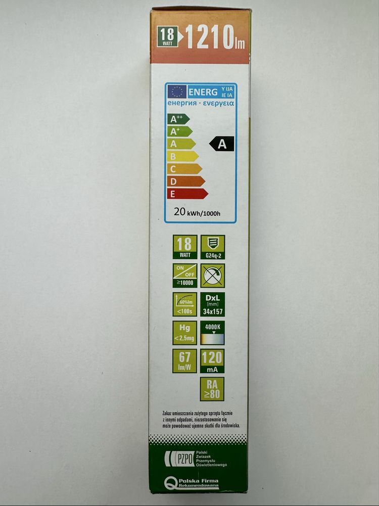 Świetlówka energooszczędna G24 18w 1210 lm