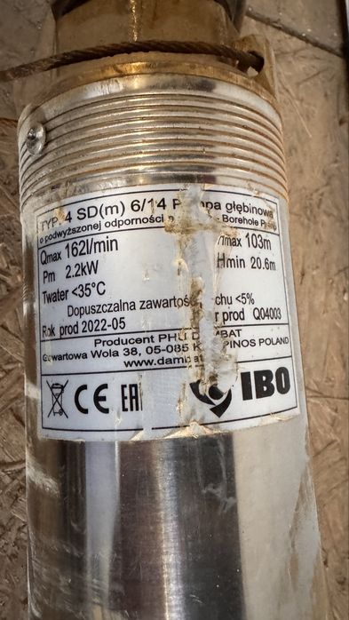 Pompa głębinowa IBO 4" SDm 6/14 230V - odporna na piasek