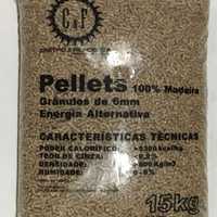Pellets 100% madeira 4,20€ o saco de 15KG TLM. 965,673.033-Guimarães