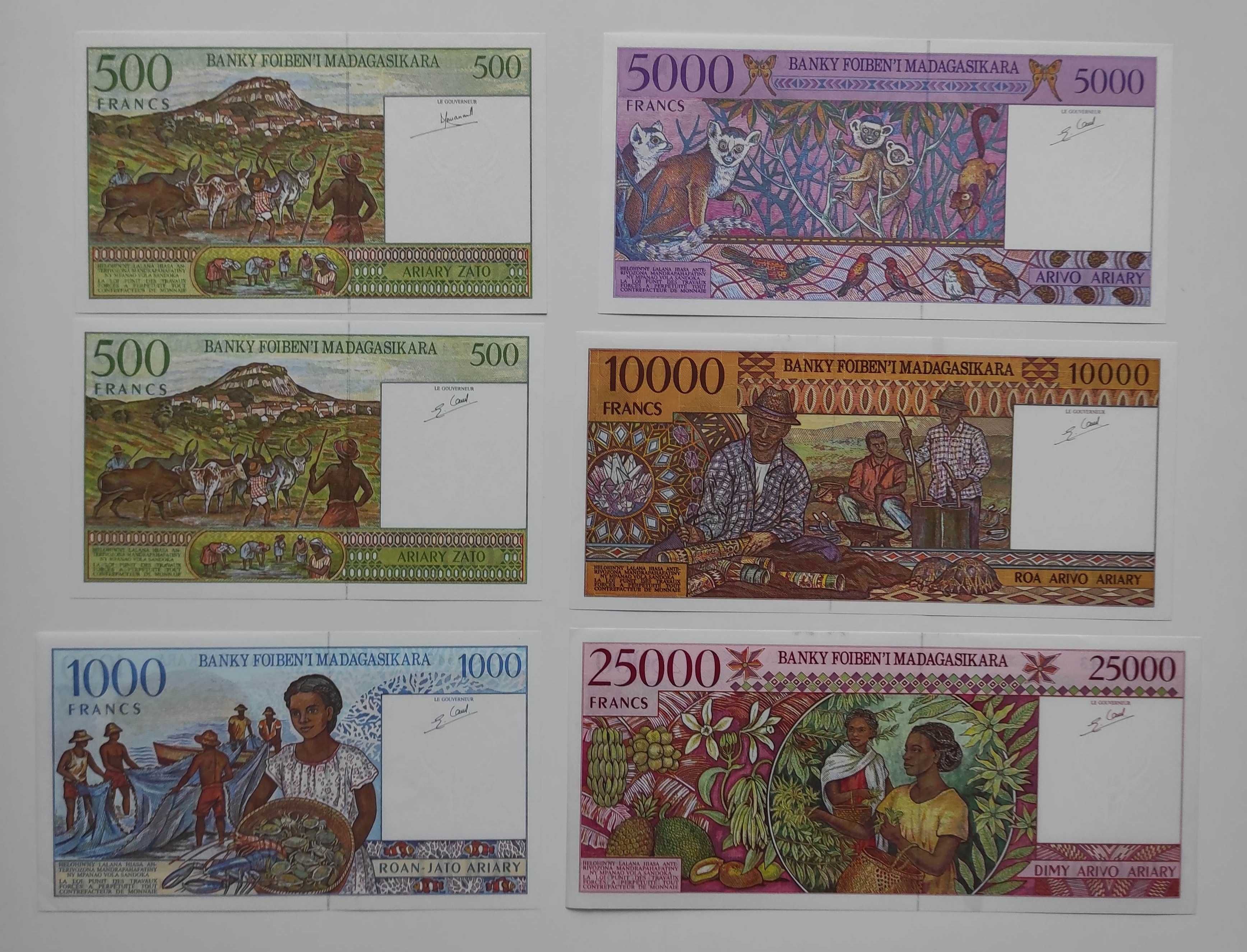 Zestaw banknotów Madagaskar UNC
