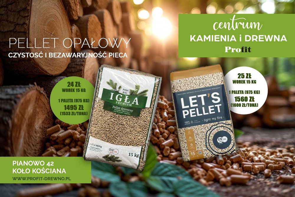 Pellet opałowy A1 EN Plu 6 mm Let's lub Igła- dostawa samochód z windą