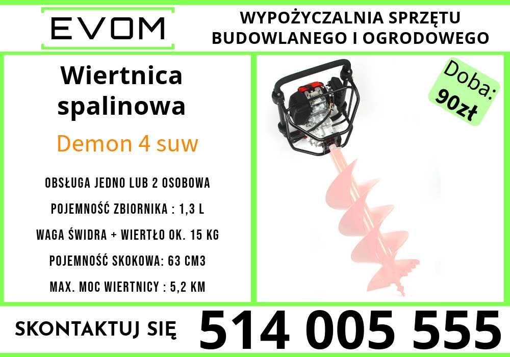 Rębak spalinowy, rozdrabniacz do gałęzi Evom wypożyczalnia sprzetu.