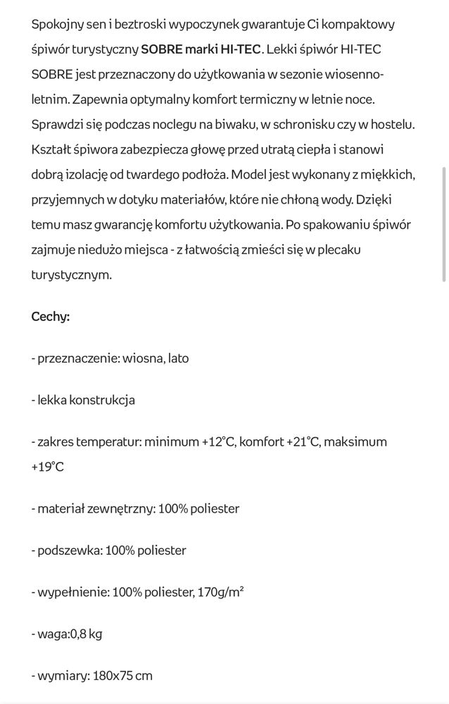Śpiwór Hi-Tec Sobre SB013 niebieski NOWY