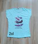 2xl Bluzeczka mięta z piórami