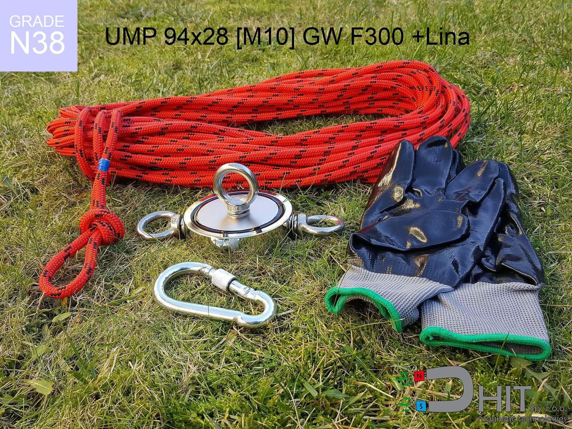 UMP 94x28 [3xM10] GW F300 GOLD Lina [N38] : mocny uchwyt neodymowy