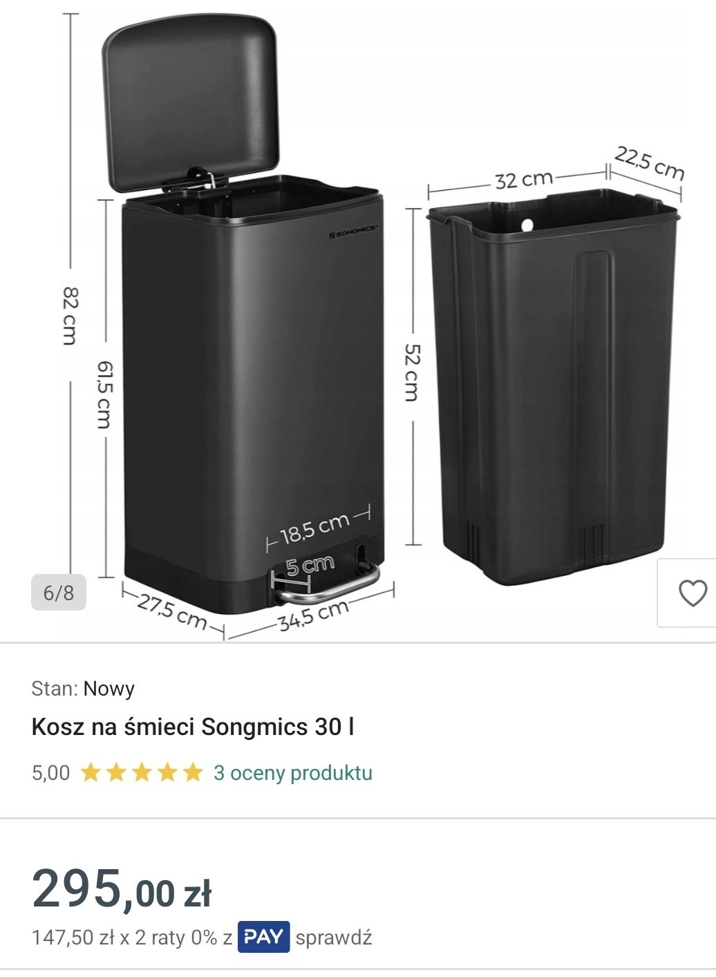 Piękny duży kosz na śmieci