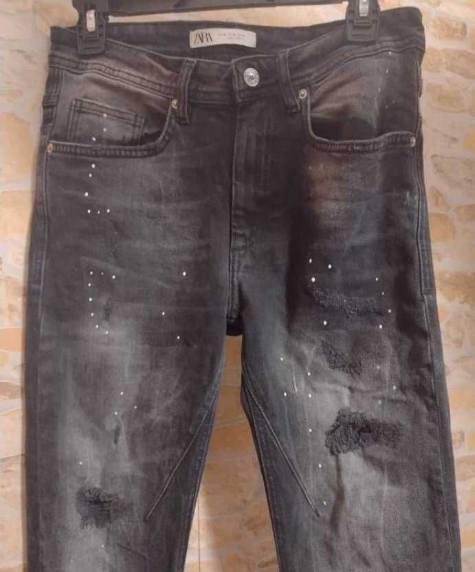 (36/S) ZARA/ Dżinsy z rozdarciami z Madrytu, spodnie jeansowe, rurki