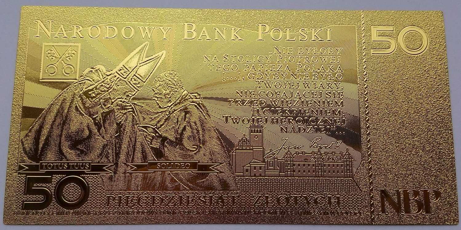 NOWY ZŁOTY Banknot 50 zł Jan Paweł II st. UNC Prezent Au