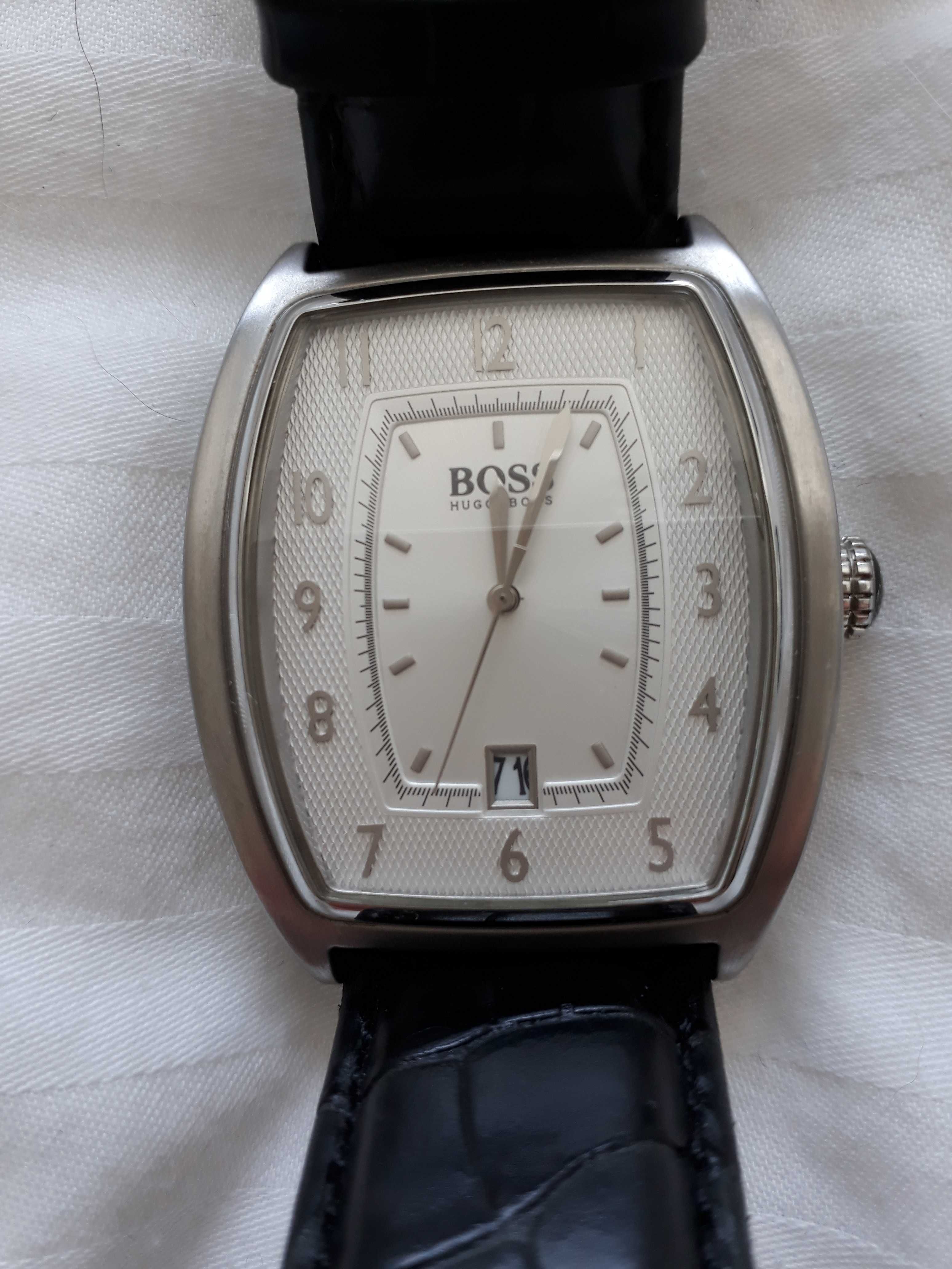 Zegarek męski Hugo Boss srebrna tarcza, skórzany pasek