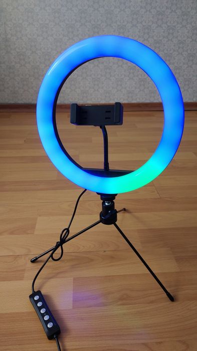 Кільцева RGB лед лампа з тримачем для телефона 26 см