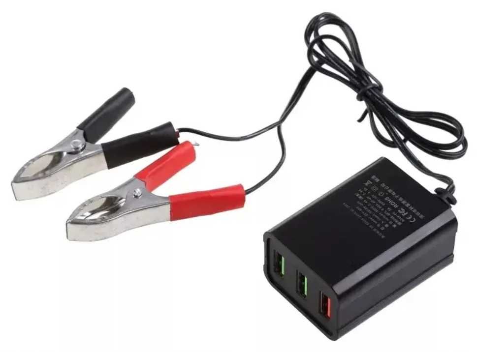 Зарядний пристрій HANZE від АКБ 12 В на 3 USB з QC3.0