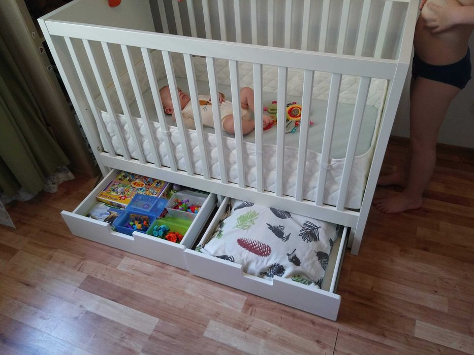Łóżeczko dziecięce drewniane IKEA z materacem
