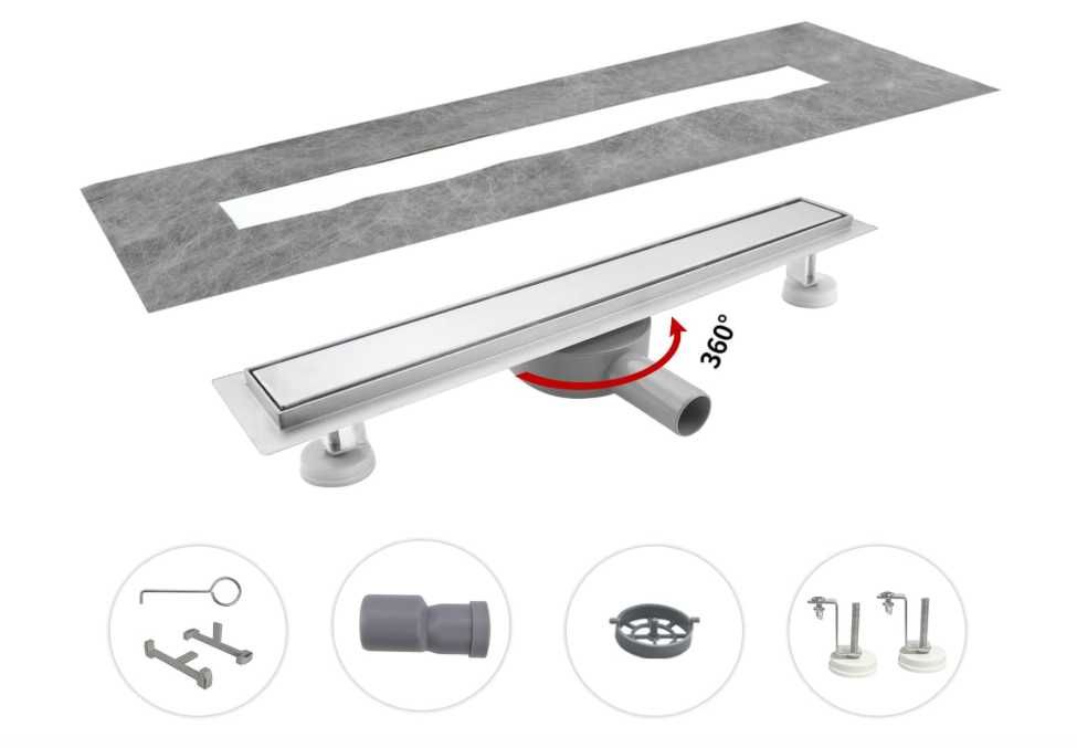 Odpływ Liniowy Srebrny 80cm Syfon 360°  NR.998