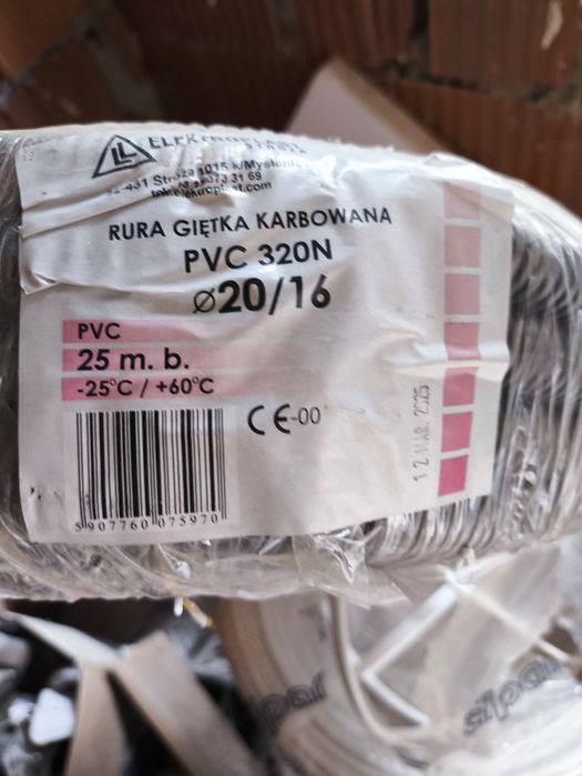 Peszel RURA KARBOWANA PCV 20/16 25 m 2szt + przewód