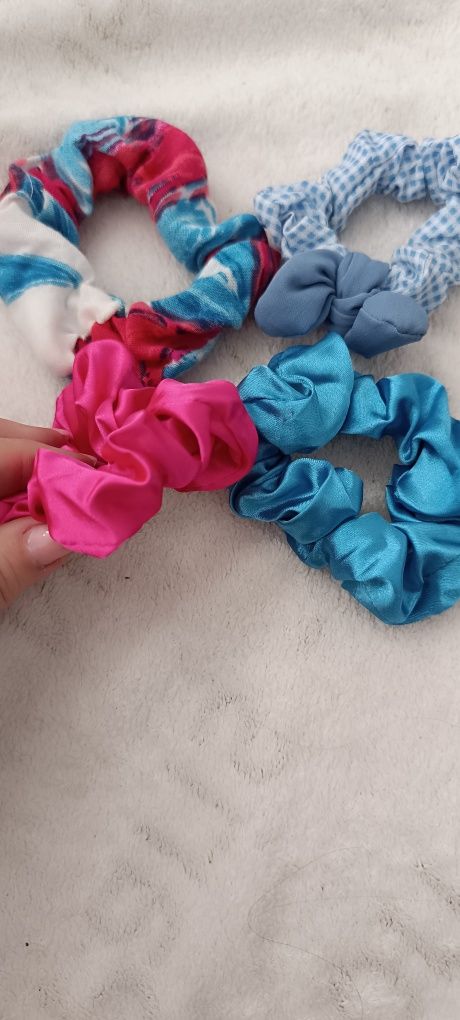 Conjunto de 4 Scrunchies de Chiffon Neon Vintage - Elásticos cabelo